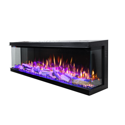 Chimenea eléctrica 3D empotrable Haiti 65, Art Flame, 533x1651x332 mm, 1500W, más de 100 combinaciones de colores, Termostato, Madera y cristales