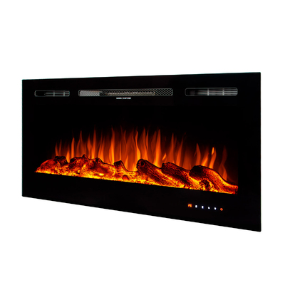 Chimenea eléctrica empotrable-de pared Kamelia, Art Flame, 544x1143x140 mm, 1500W,  3 colores de llama, Brillo ajustable en 5 niveles, Madera y cristales