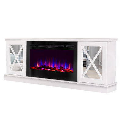 Chimenea eléctrica Sorrento & Adeli, Art Flame, 685x1820x300 mm, 1500W, 3 colores de llama, Brillo ajustable en 5 niveles, Madera y cristales