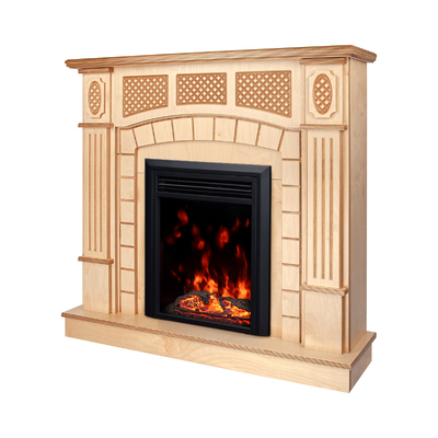 Chimenea eléctrica Amsterdam wood & Cris, Art Flame, 1120x1150x300 mm, 1500 W, Sonido del fuego, 10 colores de llama, Termostato, Temporizador