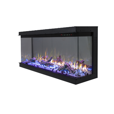 Chimenea eléctrica 3D empotrable Haiti 60, Art Flame, 533x1524x332 mm, 1500W, más de 100 combinaciones de colores, Termostato, Madera y cristales