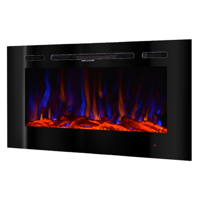 Chimenea eléctrica empotrable-de pared Beverly, Art Flame, 544x1016x140 mm, 1500W, 3 colores de llama, Brillo ajustable en 5 niveles, Madera y cristales