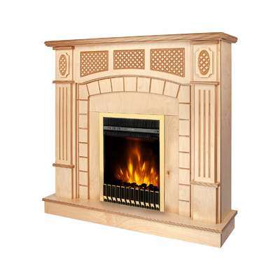 Chimenea eléctrica Amsterdam wood & Gala gold, Art Flame, 1120x1150x300 mm, 2000W, Termostato, Brillo ajustable en 5 niveles, Temporizador