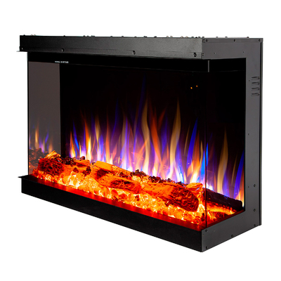 Chimenea eléctrica 3D empotrable Haiti 33, Art Flame, 567x835x317 mm, 1500W, más de 100 combinaciones de colores, Termostato, Madera y cristales