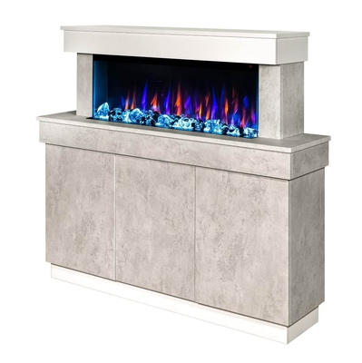 Chimenea eléctrica Stefania & Dalas, Art Flame, 1150x1400x300 mm, 1500W, 30 combinaciones de colores, Termostato, Madera y cristales