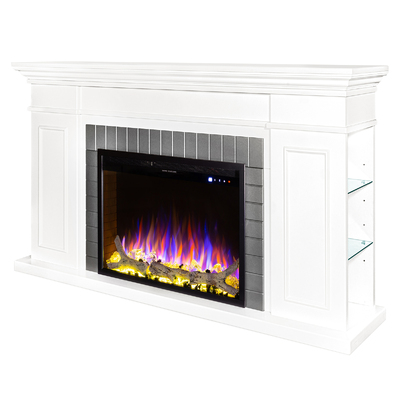 Chimenea eléctrica Safina & Tomas maxi, Art Flame, 900x1700x300 mm, 1500W, 50 combinaciones de colores, Termostato, Madera y cristales