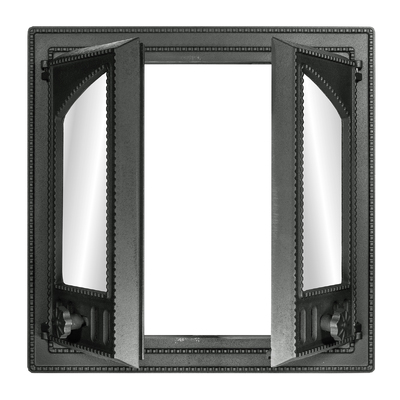 Puerta para estufa K 501, Art Flame, 500×500 mm, Hierro fundido, Resistencia 700–950℃, Apertura giratoria