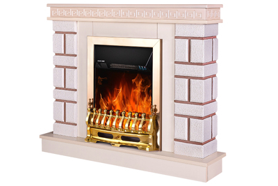 Chimenea eléctrica Nazary mini & Galileo gold, Art Flame, 874x1080x245 mm, 2000W, Termostato, Brillo ajustable en 5 niveles, Temporizador
