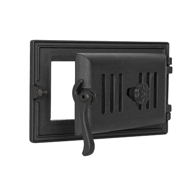 Puerta para cenizas para estufa B 104, Art Flame, 310×182 mm, Hierro fundido, Resistencia 700–950℃, Apertura giratoria