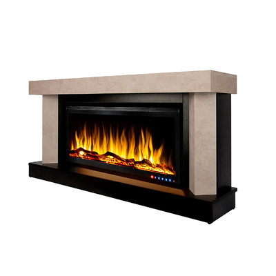Chimenea eléctrica Palermo maxi & Schubert 42, Art Flame, 700x1500x300 mm, 1500W, más de 60 combinaciones de colores, Termostato, cristales y piedras