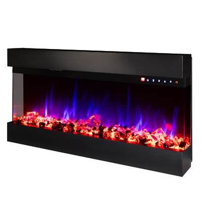 Chimenea eléctrica 3D empotrable-de pared Dalas, Art Flame, 484x930x200 mm, 1500W, 30 combinaciones de colores, Termostato, Madera y cristales
