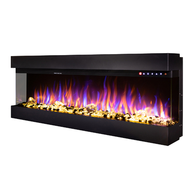 Chimenea eléctrica 3D empotrable-de pared Dalas maxi, Art Flame, 484x1270x200 mm, 1500W, 30 combinaciones de colores, Termostato, Madera y cristales