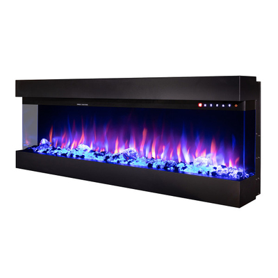 Chimenea eléctrica 3D Dalas 100 empotrada y de pared, Art Flame, 493x2540x200 mm, 1500 W, 30 combinaciones de colores, Termostato, leños y cristales