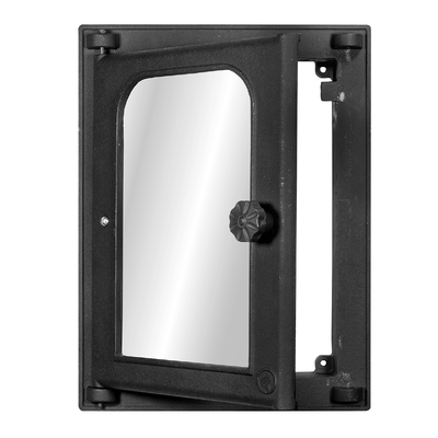 Puerta para estufa K 403, Art Flame, 310×410 mm, Hierro fundido, Resistencia 700–950℃, Apertura giratoria