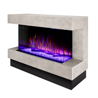 Chimenea eléctrica Glow & Haiti 33, Art Flame, 880x1100x350 mm, 1500W, 100 combinaciones de colores, Termostato, Madera y cristales