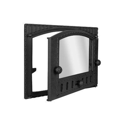 Puerta para estufa K 202, Art Flame, 435×320 mm, Hierro fundido, Resistencia 700–950℃, Apertura giratoria
