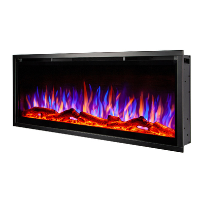 Chimenea eléctrica empotrable-de pared Schubert 42, Art Flame, 448x1068x146 mm, 1500W, más de 60 combinaciones de colores, Termostato, Madera, cristales y piedras