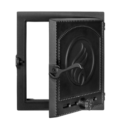 Puerta para estufa K 414, Art Flame, 400×370 mm, Hierro fundido, Resistencia 700–950℃, Apertura giratoria