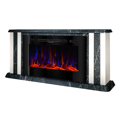 Chimenea eléctrica Tatler & Adeli, Art Flame, 700x1500x270 mm, 1500W, 3 colores de llama, Brillo ajustable en 5 niveles, Madera y cristales