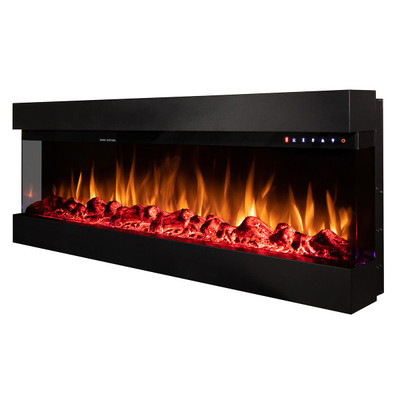 Chimenea eléctrica 3D Dalas 72 empotrada y de pared, 493×1828×200 mm, Art Flame, 1500 W, 30 combinaciones de colores, Termostato, leños y cristales